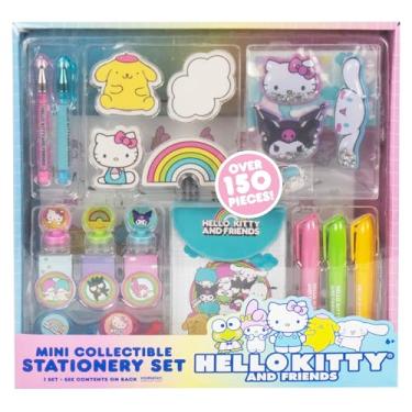 Imagem de Hello Kitty Conjunto de mini artigos de papelaria colecionáveis e amigos, artigos de papelaria fofos, acessórios Sanrio, notas adesivas fofas, material escolar kawaii, material de escritório divertido