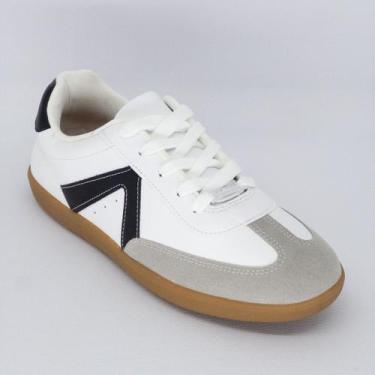 Imagem de Tenis Vizzano Branco Feminino Casual Recortes Macio, Branco, Preto, 37
