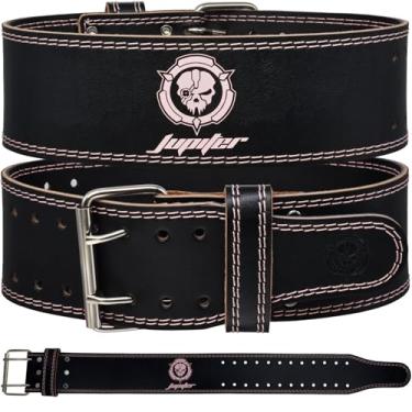 Imagem de Cinto de levantamento de peso (6 mm de espessura) - couro legítimo, oferecendo suporte para as costas. Fivela de duas pontas, ideal para levantamento de peso, levantamento de peso, agachamentos e