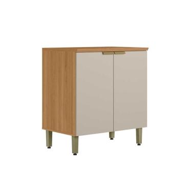 Imagem de Gabinete de Cozinha Modulado c/ Tampo Selene c/ 2 Portas 80cm Jequitiba/Off White Fosco - Linea Brasil