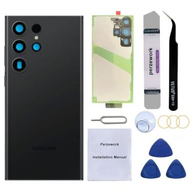 Imagem de Perzework Substituição de vidro traseiro compatível com Samsung Galaxy S23 Ultra 6,8 polegadas com kit de ferramentas de reparo (Phantom Black)