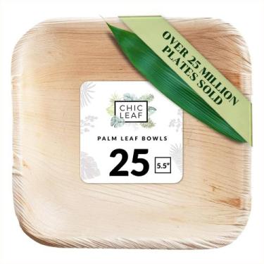 Imagem de Taças descartáveis de folha de palmeira Chic Leaf Mini 3" quadradas (p