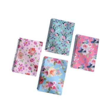 Imagem de IEUDNS 4x Caderno espiral grosso capa dura diário livro exclusivo design de flor estética grosso para escrita de memorandos material escolar escritório