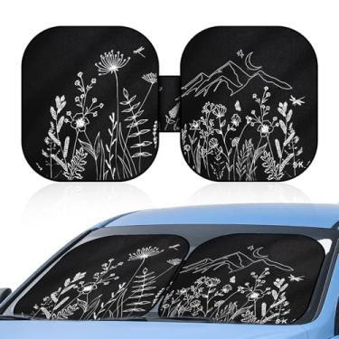 Imagem de Para-brisa dobrável para carros, SUV, caminhões, sedãs – bloqueador de raios UV refletivo e escudo térmico com bolsa de armazenamento, capa de viseira de sol padrão, acessórios interiores de carro