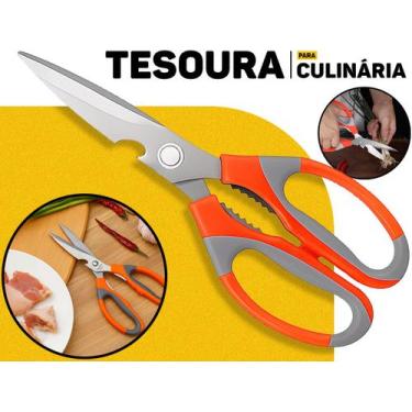 Imagem de Tesoura Cozinha 21cm P/ Frango Carne Peixe Legumes Frutas Multiuso Lâm