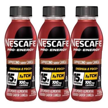Imagem de Kit 3 Suplemento Alimentar Nescafé Pro-Energy 15g de Proteína Capuccin