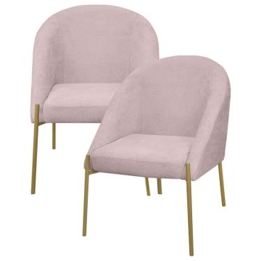 Imagem de Kit 2 Banqueta Poltrona Lua Pé Metal Bouclê Ideal Para Sala Penteadeira Ou Salão