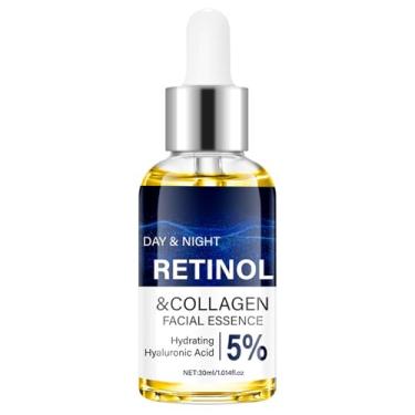 Imagem de Sérum de retinol e colágeno para rosto com 5% de ácido hialurônico, hidratante facial de colágeno para levantar a pele, creme antienvelhecimento diurno para mulheres e homens para rugas, linhas finas