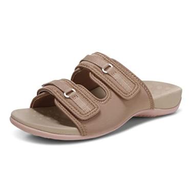 Imagem de Vionic Sandália feminina Rest Sarah com suporte para mulheres que incluem conforto de três zonas com palmilha ortopédica e suporte de arco, sandálias para mulheres, chinelos e sapatilhas, Macarão, 12 Wide