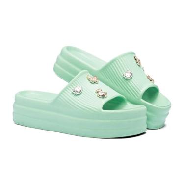 Imagem de Chinelo Slide Nuvem Conforto e Estilo - Original Com Pins Exclusivos chinelo feminino confortável chinelo para dia a dia(Verde Hortelã,37)