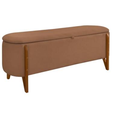 Imagem de Calçadeira Sapateira Bau Organizador Estofado Puff Baú para Armazenamento em Quarto e Escritório - Móveis para Quarto, Minimalista Modern, Recamier(Laranja)