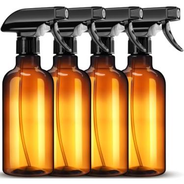 Imagem de DIYSELF Frasco de spray para limpeza de frascos de spray de plástico de 473 ml para líquidos, frascos de spray âmbar transparente para limpeza de frascos de spray de plástico vazio para casa e jardim