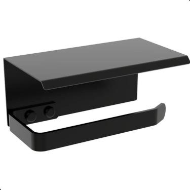 Imagem de 2X Porta Papel Higiênico Inox De Parede Banheiro Preto Max