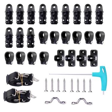 Imagem de Accskzo Conjunto de acessórios para barcos Bimini Top Hardware, 3 arcos, alumínio, prata