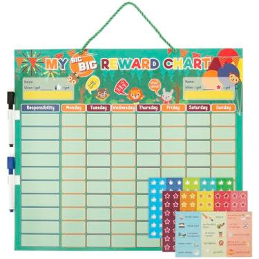 Imagem de Tabela de recompensas para crianças, tabela de tarefas de comportamento magnético para crianças em casa, bloco com 1 tabela de autodisciplina, 155 ímãs de tarefas e 2 canetas, capacite seus filhos a