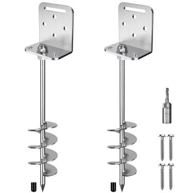 Imagem de Insaga Âncoras de solo resistentes de 45,7 cm de aço sólido de 10 mm com suporte L, para trampolim, conjunto de balanço para casa móvel, barraca de garagem, cerca de âncora de terra, lâmina de hélice