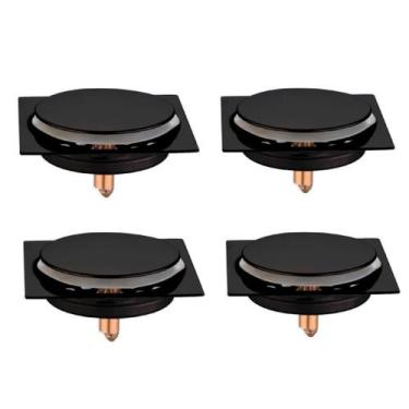 Imagem de Kit C/4 Ralo Inox Para Piso Click 10x10 Cm Preto Fosco - MONTELAR, CLI