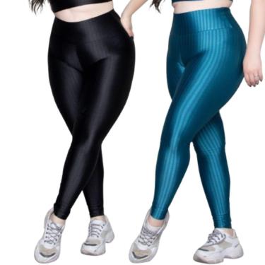 Imagem de KIT 2 Calça Legging Plus Size New Zig 3D Serra e Mar Poliamida Cós Alto Musculação Moda Fitness-Feminino