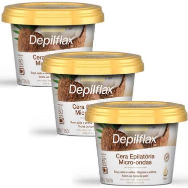 Imagem de Kit 3 Cera Depilatória Micro-Ondas Depilflax Coco 200g