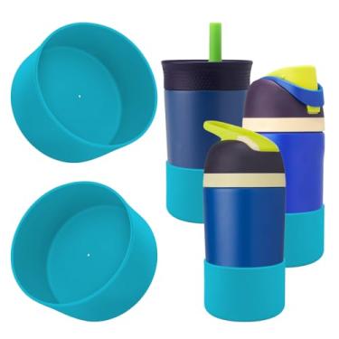 Imagem de 2 peças de bota protetora de silicone compatível com garrafa de água Owala Kids de 473 g/396 g e copo de 340 g, protetor de capa de proteção antideslizante e antiarranhões para crianças