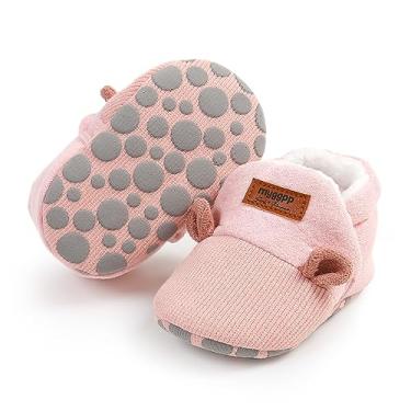 Imagem de GDSDYM Sapatinhos De Bebê Confortáveis, Pantufas Desenho Animado Para Meninos E Meninas, Sapatos Fofos, Macios Quentes O Inverno, Meias Berço Recém-Nascidos, Primeiros Passos, Rosa, 6 A 12 Meses