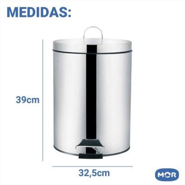 Imagem de Lixeira Inox 5 Litros Pedal Cesto Balde Interno Removível Aço Inox - M