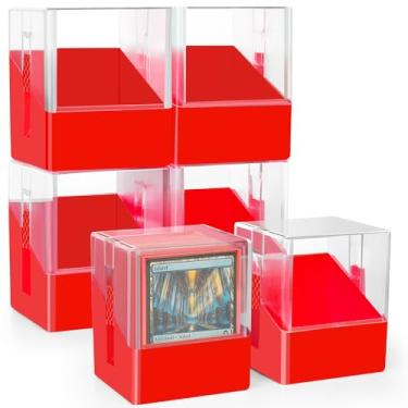 Imagem de Minahao Pacote com 6 caixas de baralho para 6 conjuntos de baralho MTG Commander ou 600 cartas TCG. - Caixa organizadora de cartões com tampa transparente para mais de 100 cartas de manga única