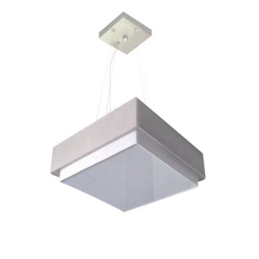 Imagem de Lustre Para Sala De Jantar Vivare Md-4402 Cúpula Em Tecido 40x40cm Rustico-cinza 127/220v
