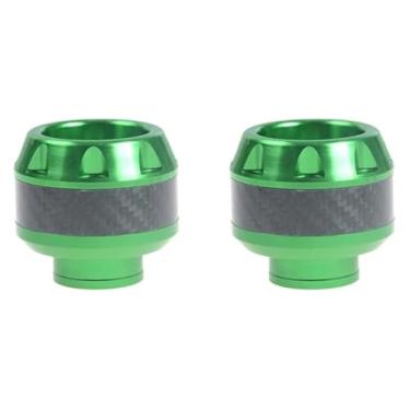 Imagem de BYYINGSUS 1 par protetor de colisão de motocicleta liga de alumínio roda dianteira garfo moldura proteção contra queda almofadas deslizantes acessórios de segurança para moto (verde)