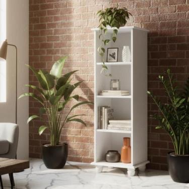 Imagem de Estante Sevilha para Livros de Madeira 3 Prateleiras - Branco Laca - M