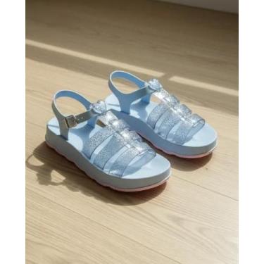 Imagem de Sandália Infantil Feminina Glitter Coração Fivela - Weverton Shoes, Az