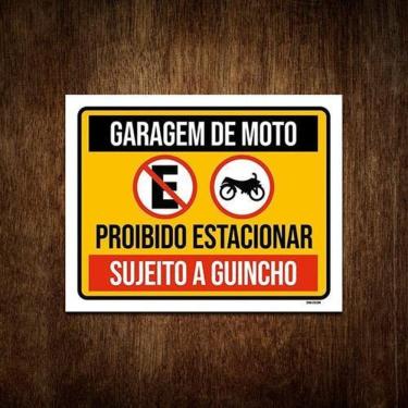 Imagem de Placa De Sinalização Garagem Moto Proibido Estacionar 36X46