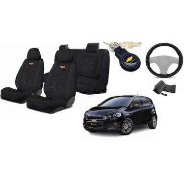 Imagem de Kit Capas Tecido Modernas para Bancos Sonic 2012 a 2014 + Volante + Ch