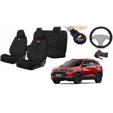 Imagem de Kit Sofisticado Capas Tecido Tracker 2013 a 2023 + Capa Volante + Chav