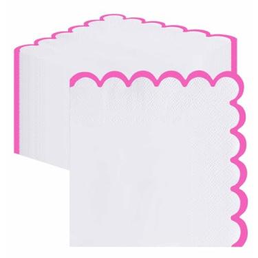 Imagem de SietDESEO 50 guardanapos recortados rosa choque de 3 camadas dobrados 13 x 12 centímetros guardanapos de papel descartáveis para jantar, casamento, festa de aniversário