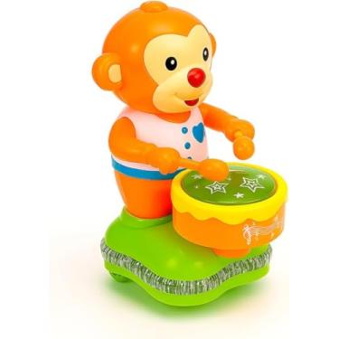 Imagem de Brinquedo Musical Infantil com Macaco Baterista, Luzes e Sons, 23 cm de Altura