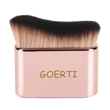 Imagem de GOERTI Pincel Kabuki autobronzeador para o corpo, pincel profissional de maquiagem corporal para maquiagem impecável nas pernas, pincel de base aplicador de mistura de brilho bronzeador para creme