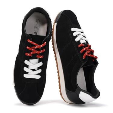 Imagem de Project Cloud Tênis feminino com cadarço para mulheres, tênis modernos (Lynn), Camurça preta, 35