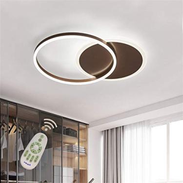 Imagem de Luminárias de teto modernas embutidas para sala de estar e jantar, iluminação regulável com controle remoto, lustre de acrílico com design de anel chique para sala de estar, quarto, banheiro