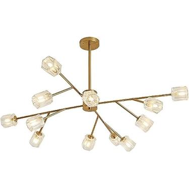 Imagem de Lustres Sputnik modernos, luminária pendente em V, lustres contemporâneos de galhos G9, luminárias de teto douradas, decoração moderna