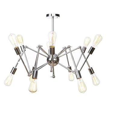 Imagem de Lustre de vento industrial estilo vintage, luzes E27, lustre Sputnik para piso inclinado, teto, quarto, sala de estar, sala de jantar, cozinha, iluminação cromada