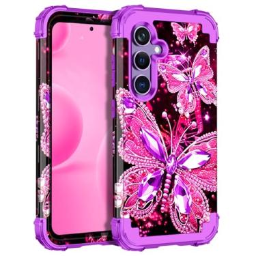 Imagem de Miqala Capa para Galaxy S24 5G, que brilha no escuro, três camadas, resistente, à prova de choque, proteção total de plástico rígido + capa protetora de silicone macio para Samsung Galaxy S24 de 6,2