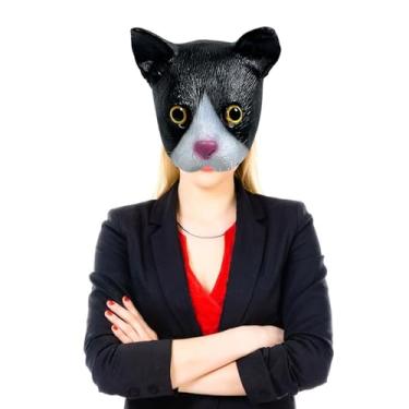 Imagem de Kurmingary Máscara de gato, lindas máscaras de gato, novidade divertida de látex animal de cabeça inteira para adereços de festa de cosplay