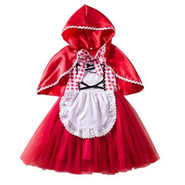 Imagem de Fantasia de Chapeuzinho Vermelho para Bebê, Princesa, Aniversário, Fantasia Fantasia de Halloween, Cosplay, Vermelho, 3-4 Years