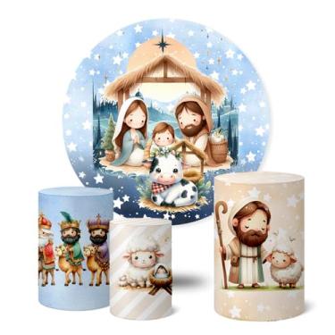 Imagem de Trio Capas Cilindro + Painel Festa Redondo 1,50m Natal (K1NAT109)