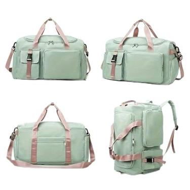 Imagem de Bolsa Mala de Viagem Multifuncional de Grande Capacidade Resistente e Impermeável(5077Verde Rosa)