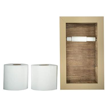 Imagem de Nicho Design Porta Papel Higiênico de Embutir, Porcelanato Polido - (Madeirado) 15x27x11cm, Moderno, com Reservatório para 2 Rolos e Rolete