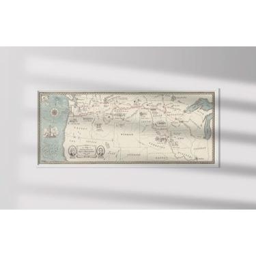 Imagem de Historic Pictoric Mapa : Mapa mostrando a rota da expedição Lewis & Clark 1804-1806., 1927, decoração de parede vintage: 61 cm x 25 cm