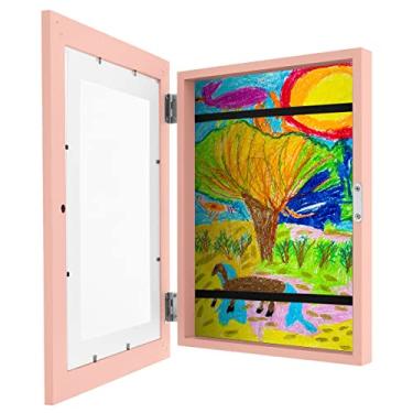 Imagem de Moldura de arte infantil A4, moldura de abertura frontal, moldura de arte infantil com alça fixa e mutável, moldura para armazenamento de fotos, comporta até 100 obras de arte para desenho de