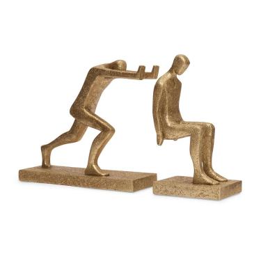 Imagem de Aparador de Livros Pessoas em Poliresina Dourada 21323 Mart